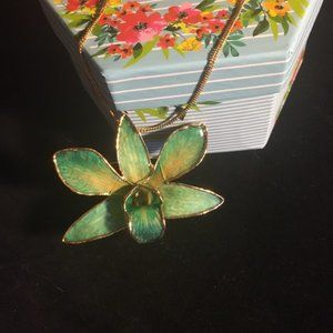 Gold plated Orchid necklace/ pendant